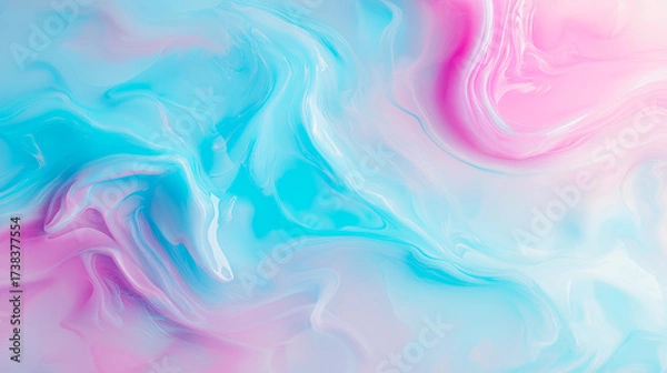 Fototapeta Watercolor illustration featuring fluffy clouds in vibrant pink, purple, and orange shades, creating a dreamy sky ambiance with soft textures and gradients