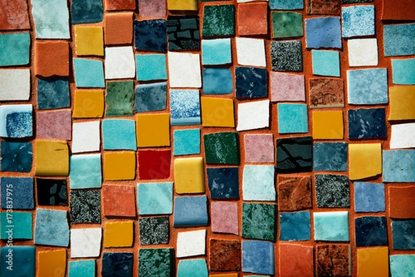 Fototapeta mosaic with colored tiles on a wall