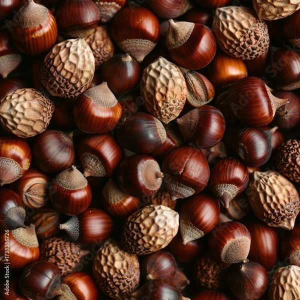 Fototapeta background of chestnuts, acorns.