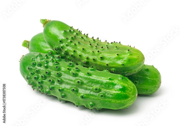 Fototapeta  Green ripe cucumber vegetables isolated on white background. Organic food.