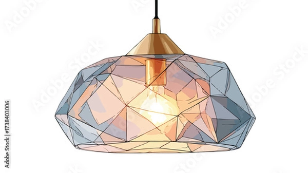Fototapeta Elegant Modern Pendant Light with Faceted Glass Shade for Stylish Interiors