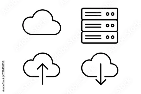 Fototapeta Simple cloud computing and data storage icons