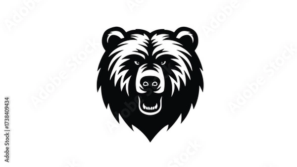 Fototapeta Wild Brave Grizzly Bear Head Mascot in Professional Image Usage