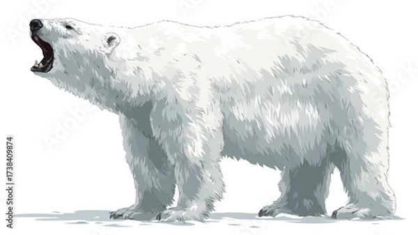 Fototapeta Wild Roaring Polar Bear Full Body Vector Illustration