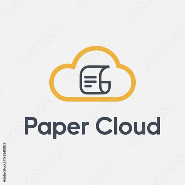 Obraz Creative cloud logo and paper symbol logo combination