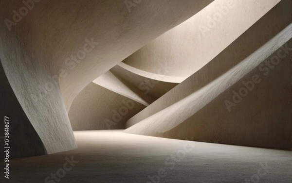 Fototapeta An abstract architectural space of light and shadow.