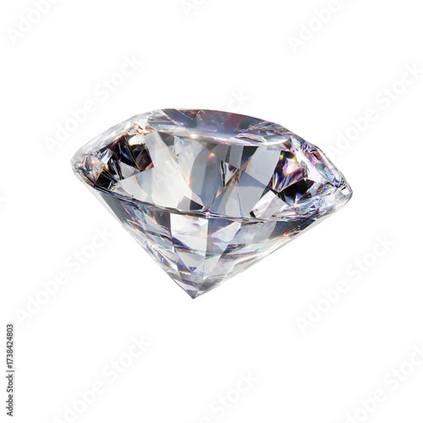 Fototapeta Sparkling Diamond with Brilliant Facets, Luxury Gem, isolated on transparent background