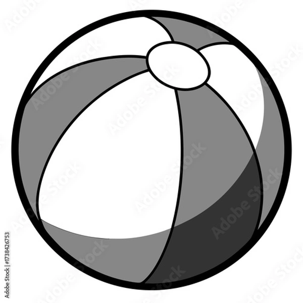 Fototapeta Simple Beach Ball Vector in Coloring Book Style Clean Illustration