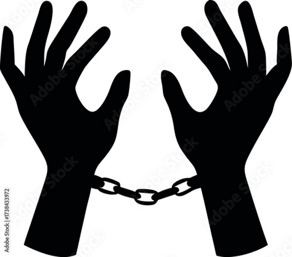 Fototapeta silhouette of hands in handcuffs vector art