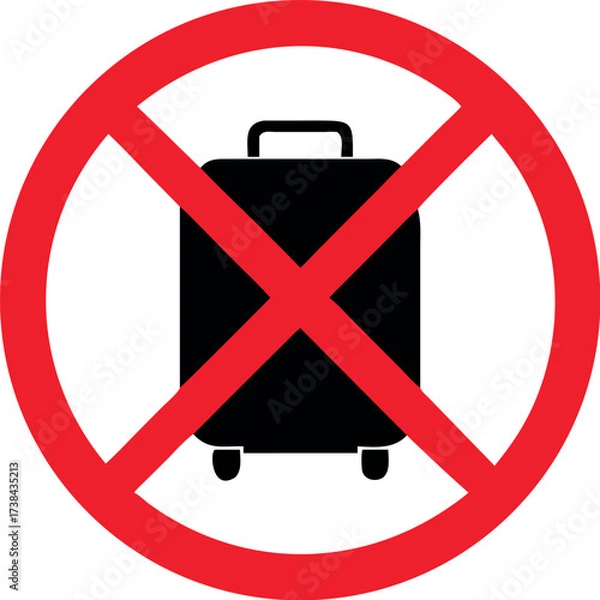 Fototapeta No trolley case allowed sign. Forbidden signs and symbols vector art