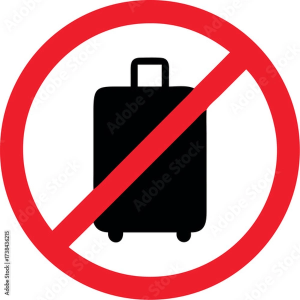 Fototapeta No trolley case allowed sign. Forbidden signs and symbols vector art