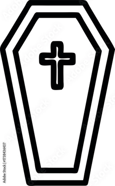 Fototapeta Coffin icon in outline style vector