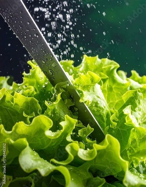 Obraz Fresh lettuce being sliced