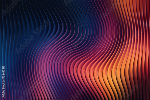 Fototapeta Striking abstract background smooth, flowing lines a captivating gradient of blue, purple, orange, a sense of depth movement