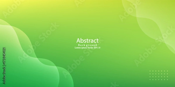 Fototapeta Abstract Green Gradient Fluid Background with Geometric Dots. Fresh abstract background featuring green gradient fluid waves with smooth curves and dotted geometric accents