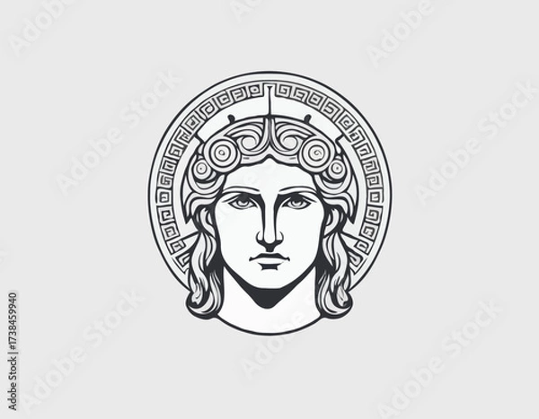 Fototapeta Apollo Greek mythology god logo design vector isolated on white background.