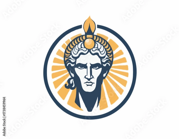 Fototapeta Apollo Greek mythology god logo design vector isolated on white background.