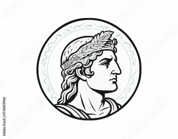 Fototapeta Apollo Greek mythology god logo design vector isolated on white background.