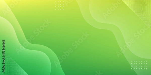 Fototapeta Abstract Green Gradient Fluid Background with Geometric Dots
