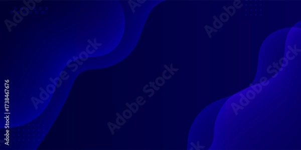 Fototapeta Modern abstract background featuring dark blue gradient waves and smooth fluid shapes with dotted geometric accents. Perfect for web design, presentations