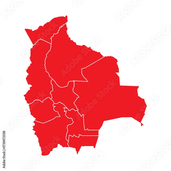Fototapeta Abstract Red Bolivia Map with Cities