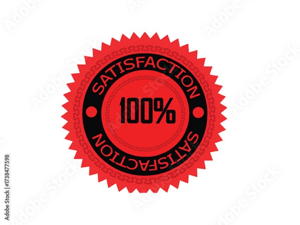 Fototapeta Red 100 Percent Satisfaction Guarantee Badge – Premium Quality Seal