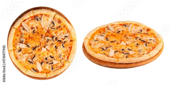 Fototapeta Fungi pizza, mushroom on a transparent background, png