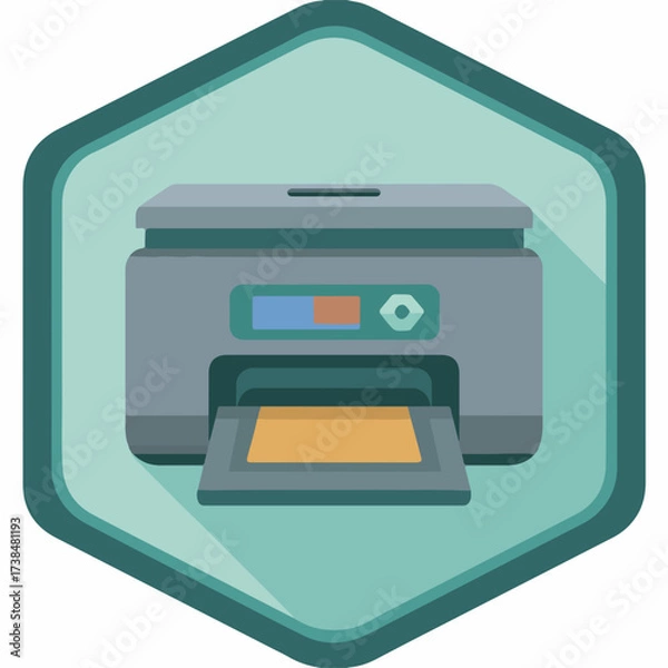 Fototapeta Minimalist Printer Icon in Muted Colors