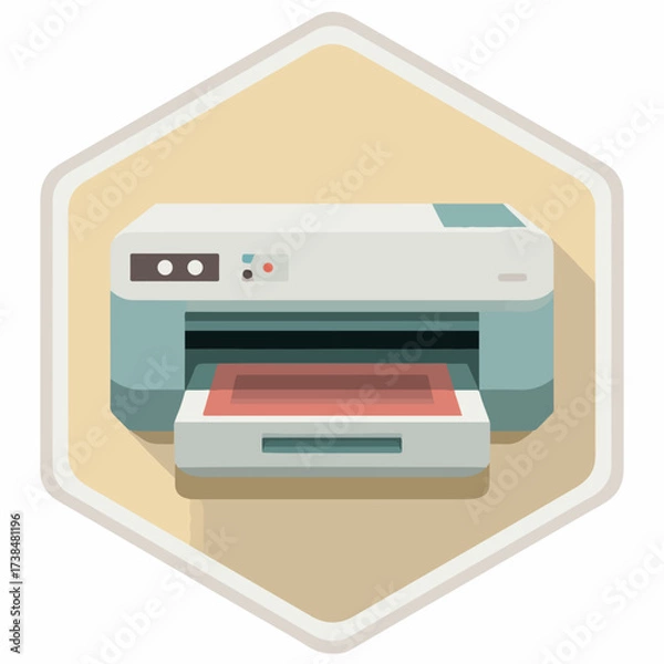 Fototapeta Minimalist Printer Icon in Muted Flat Colors