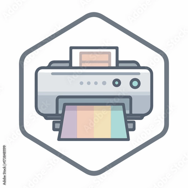 Fototapeta Minimalist Printer Icon in Muted Colors