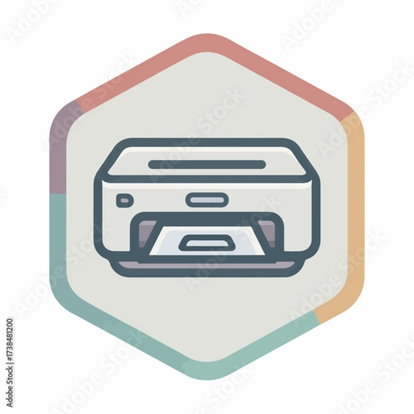 Fototapeta Modern Printer Icon in Minimalist Design