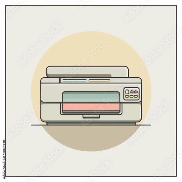 Fototapeta Minimalistic Printer Icon in Subtle Colors