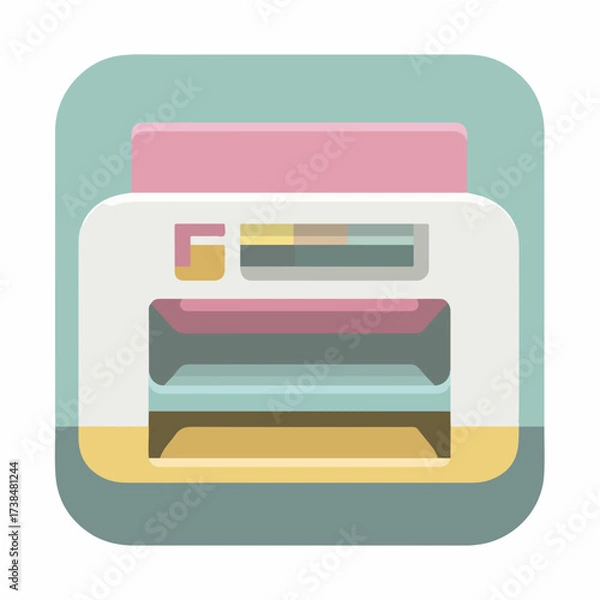 Fototapeta Minimalist Printer Icon in Soft Colors