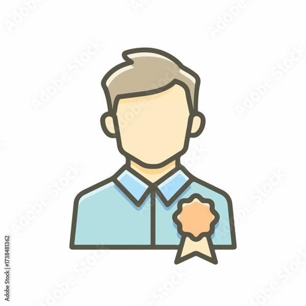 Fototapeta Minimal Profile Badge Icon in Flat Design