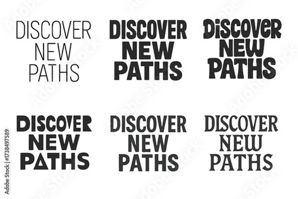 Fototapeta Harmonious Lettering Variations. Discover new paths. Set lettering. harmonious lettering variations of the same emblematic concept, each with different