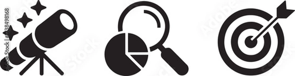 Fototapeta Strategic Vision, Analysis, and Execution Business Concept Icons Set