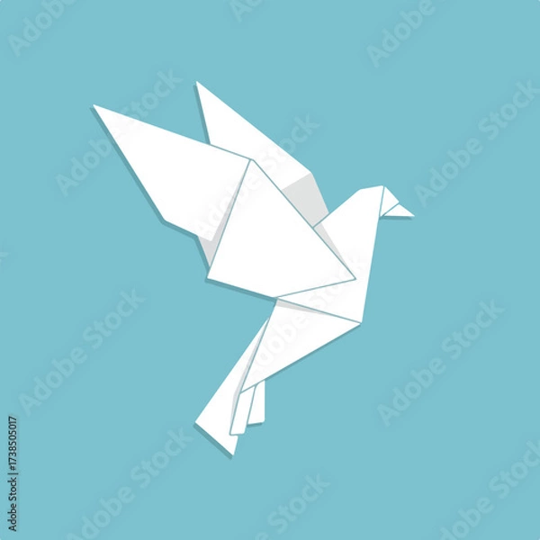 Obraz Origami Dove of Peace Flying Against a Simple Blue Background Vector Art