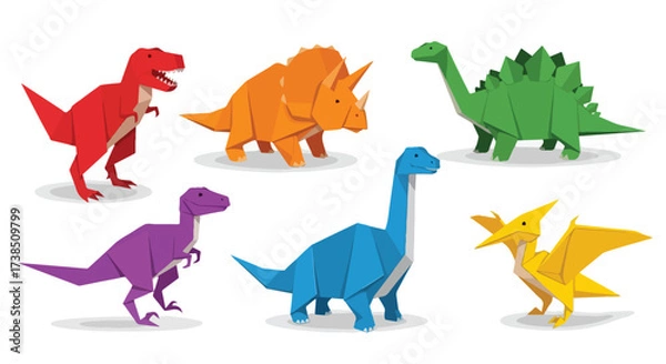 Obraz Vibrant Origami Dinosaur Collection Playful Paper Creatures for Kids Designs Education