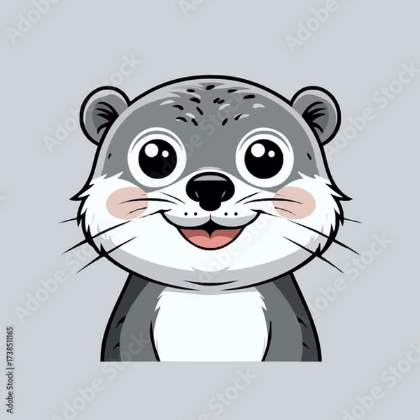 Obraz Cute cartoon otter character with a happy expression and big eyes  