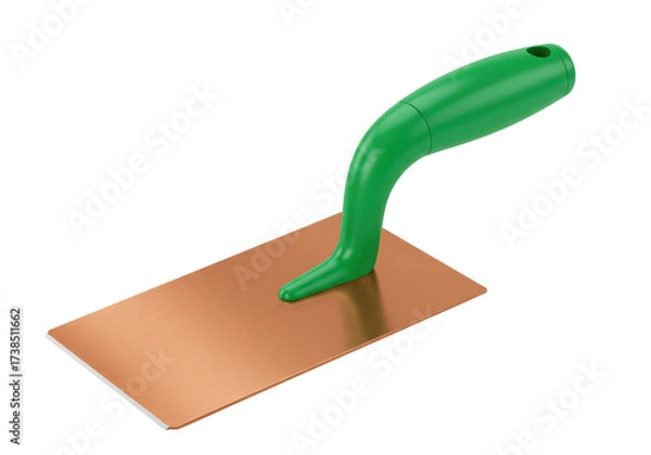 Fototapeta Trowel with green handle isolated on transparent background, construction tool for plastering and masonry work PNG
