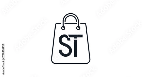 Obraz Elegant ST Initial Shopping Bag Logo Design Concept for Modern Businesses and Brands