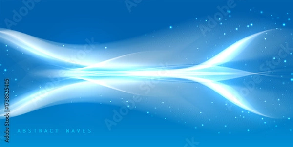 Fototapeta Abstract blue background, futuristic wavy illustration. Graphic concept for your design