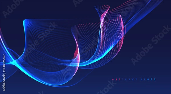 Fototapeta Abstract colored dynamic waves. Modern abstract cover. Colorful curve lines. Graphic concept for your design