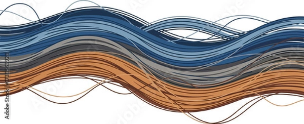 Fototapeta Vector art of abstract background with blue and brown lines, a modern and artistic design