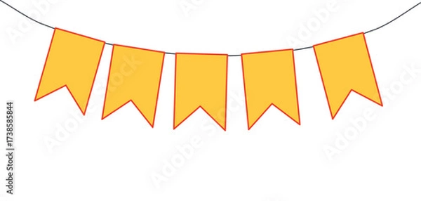 Fototapeta Bunting, little flags hanging on string, festive decorations, garland, isolated vector illustration. Birthday party, holiday celebration, festival, carnival, anniversary, Festa Junina design element
