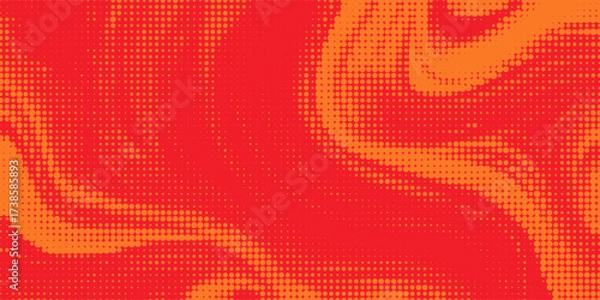 Fototapeta Dots halftone orange color pattern gradient texture with technology digital background. Dots pop art comics with summer background. vector ilustration