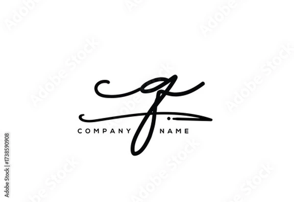 Fototapeta CQ Luxury Elegant Signature Style Cursive Script Logo Design for Branding and Identity.