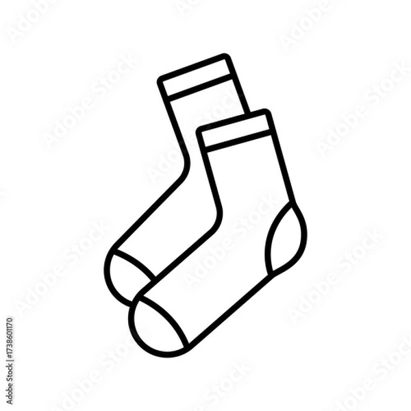 Fototapeta Socks icon. Black outline linear silhouette. Editable strokes. Side view. Vector simple flat graphic illustration. Isolated object on a white background.