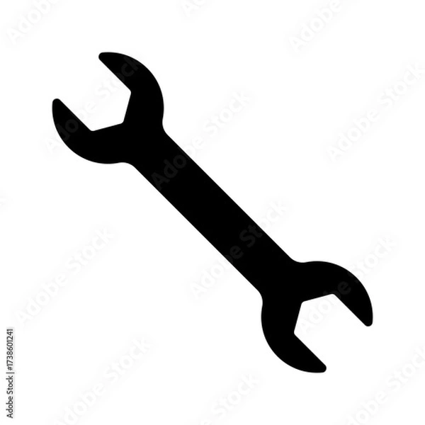 Fototapeta Open-end wrench icon. Black silhouette. Front and side view. Vector simple flat graphic illustration. Isolated object on a white background.