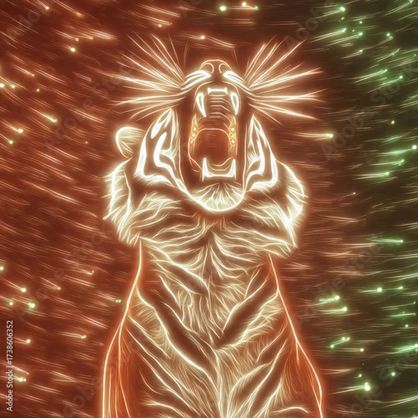 Obraz Glowing Neon Tiger Roar